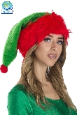 CAPPELLO ELFO DI BABBO NATALE CON PELLICCIA A PELO LUNGO VERDE